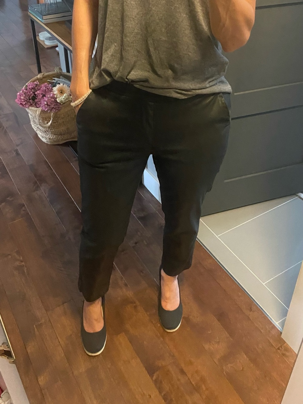 7 For All Mankind Black Cropped Faux-Leather Ankle Pants